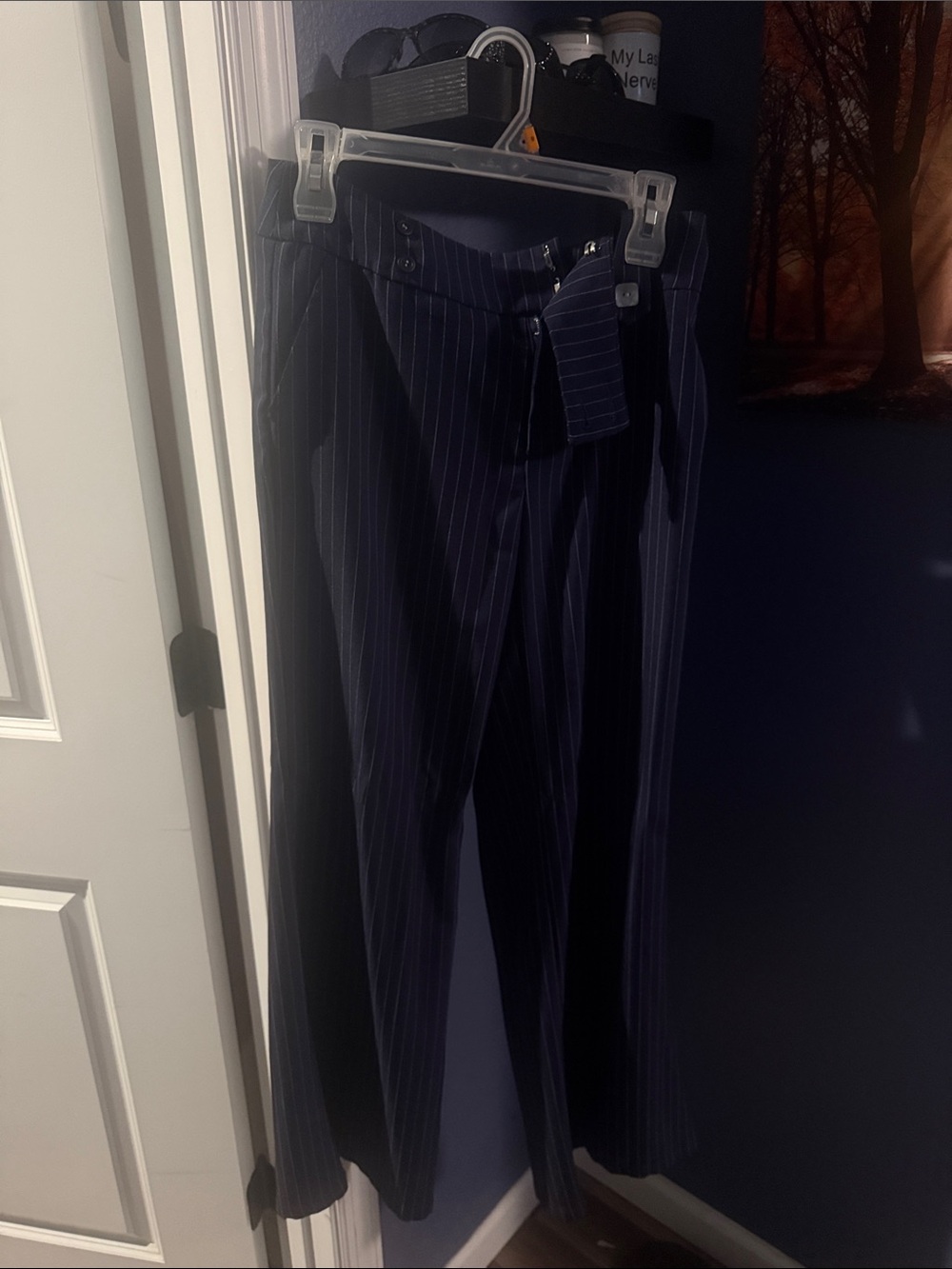 SHEIN Navy Pinstripe Trousers